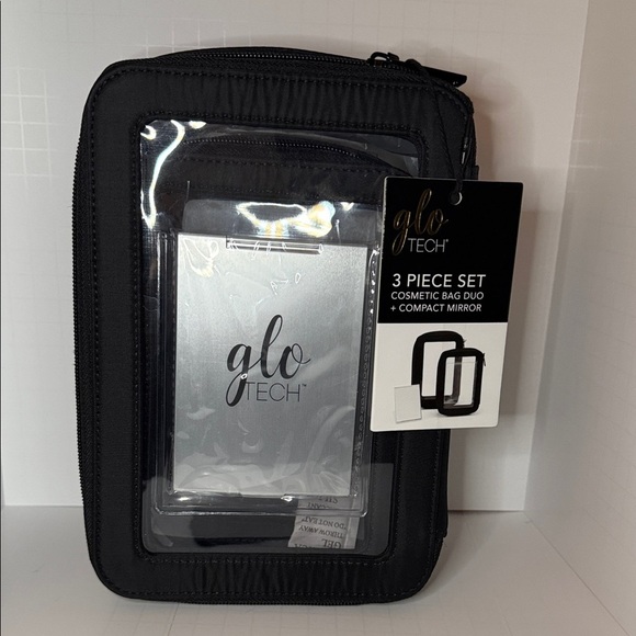 GLO jeans Handbags - GLO Tech Black Cosmetic Bag Set with Mirror
